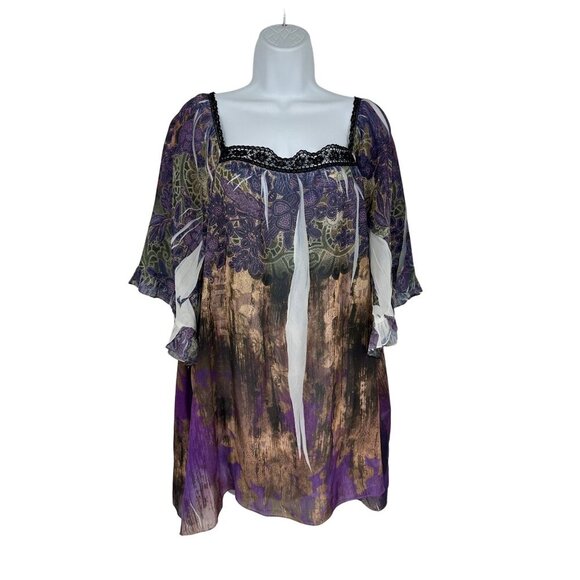 Lane Bryant Short Sleeve Square Neck Lace Detail Blouse Size 22/24 - Picture 1 of 7